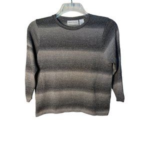 Alfred Dunner Petite Metallic Silver Ombré Sweater Top
